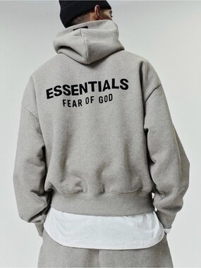 Essentials Fear of God Light Grey Logo Hoodie